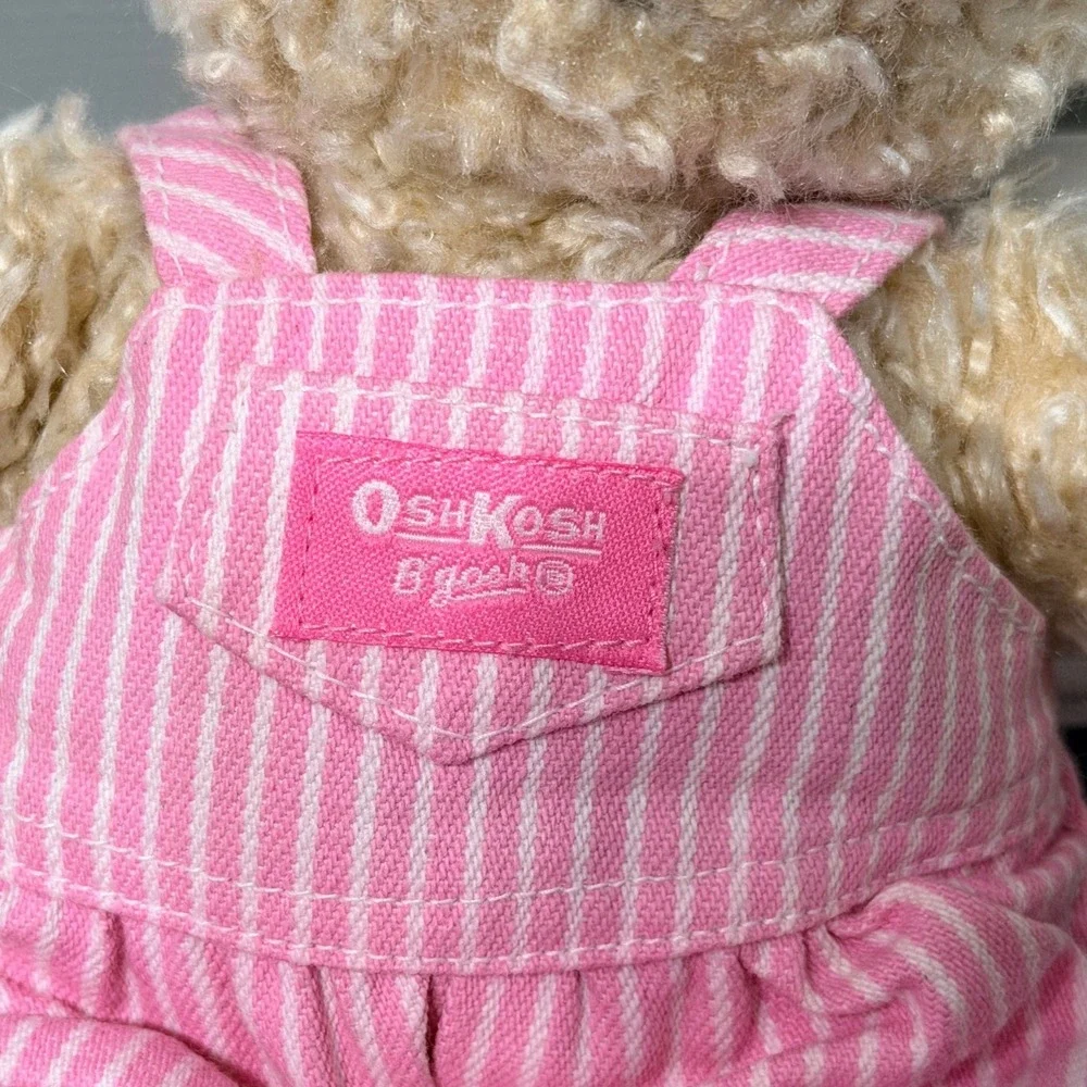 Vintage Eden Osh Kosh B'Gosh Plush‎ Bear with Pink Striped Overalls
